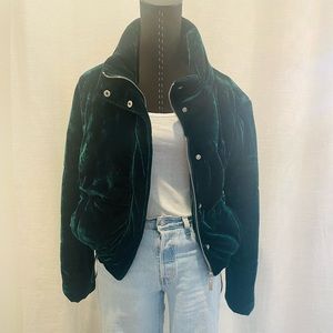 Emerald green velvet puffer